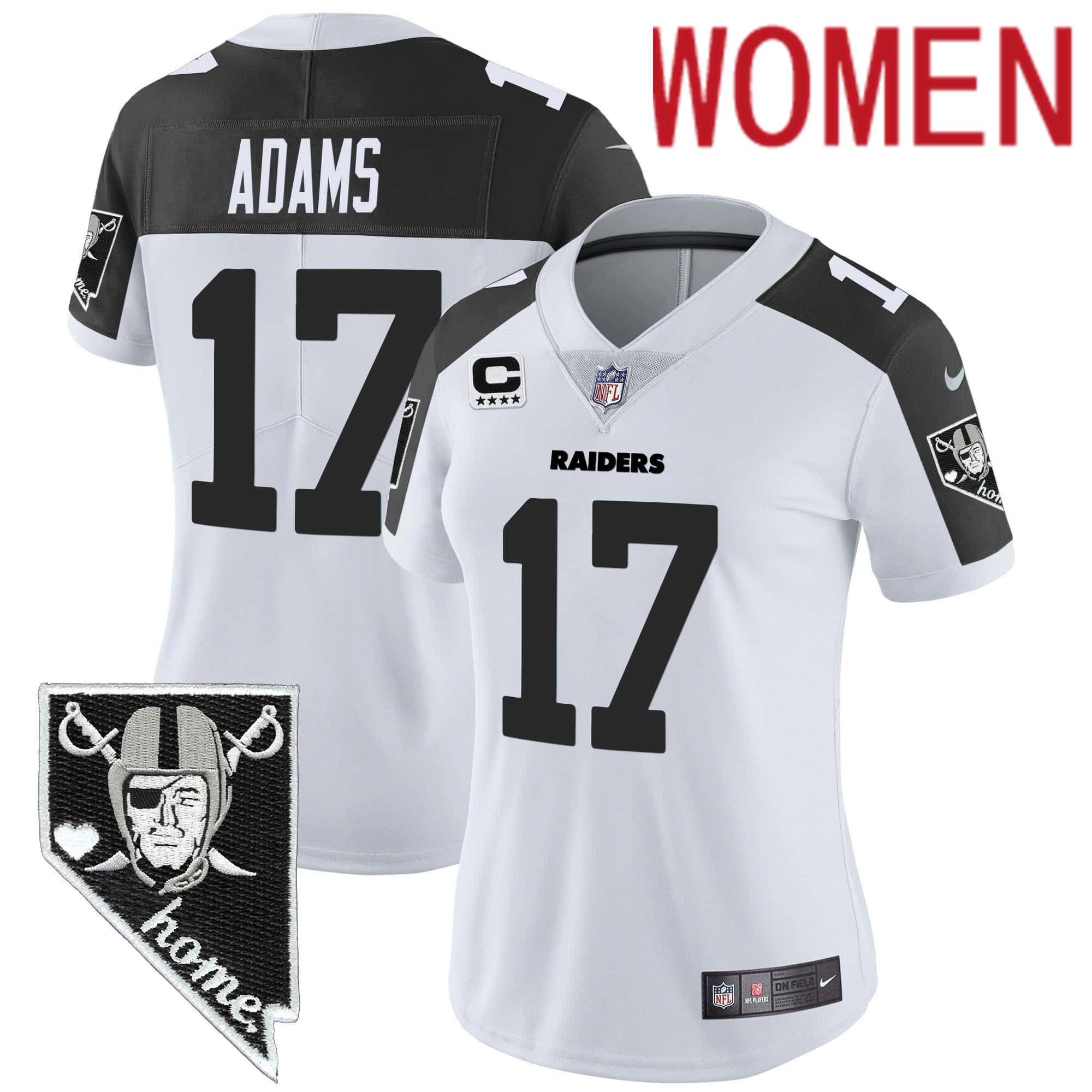 Women Oakland Raiders #17 Adams White 2024 Nike Nevada Home Patch Vapor NFL Jersey style 1